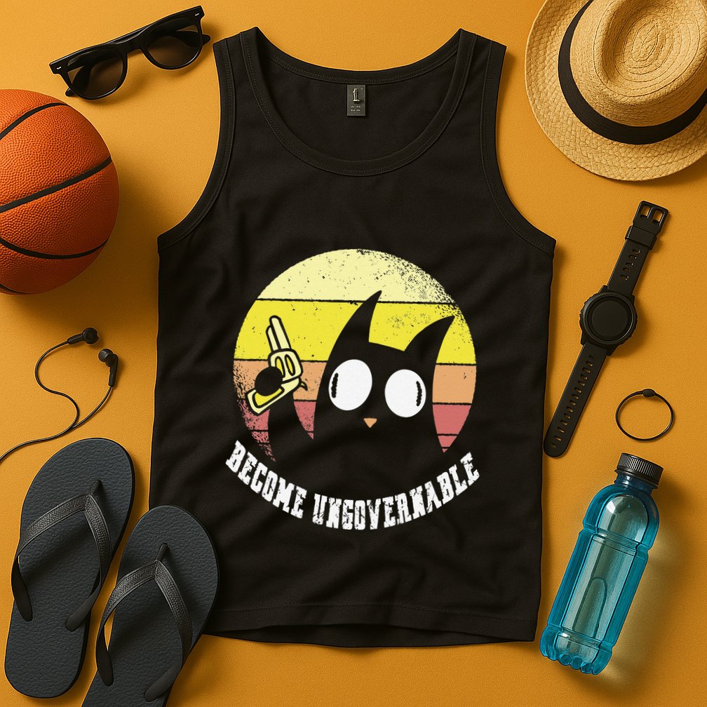 Funny Retro Black Cat Become Ungovernable Tank Top