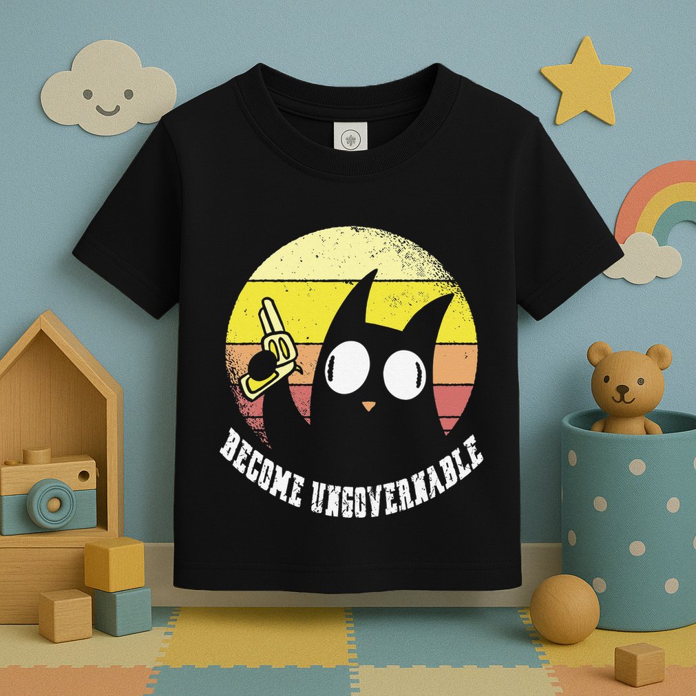 Funny Retro Black Cat Become Ungovernable Toddler T-Shirt
