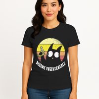 Funny Retro Black Cat Become Ungovernable Womens T-Shirt