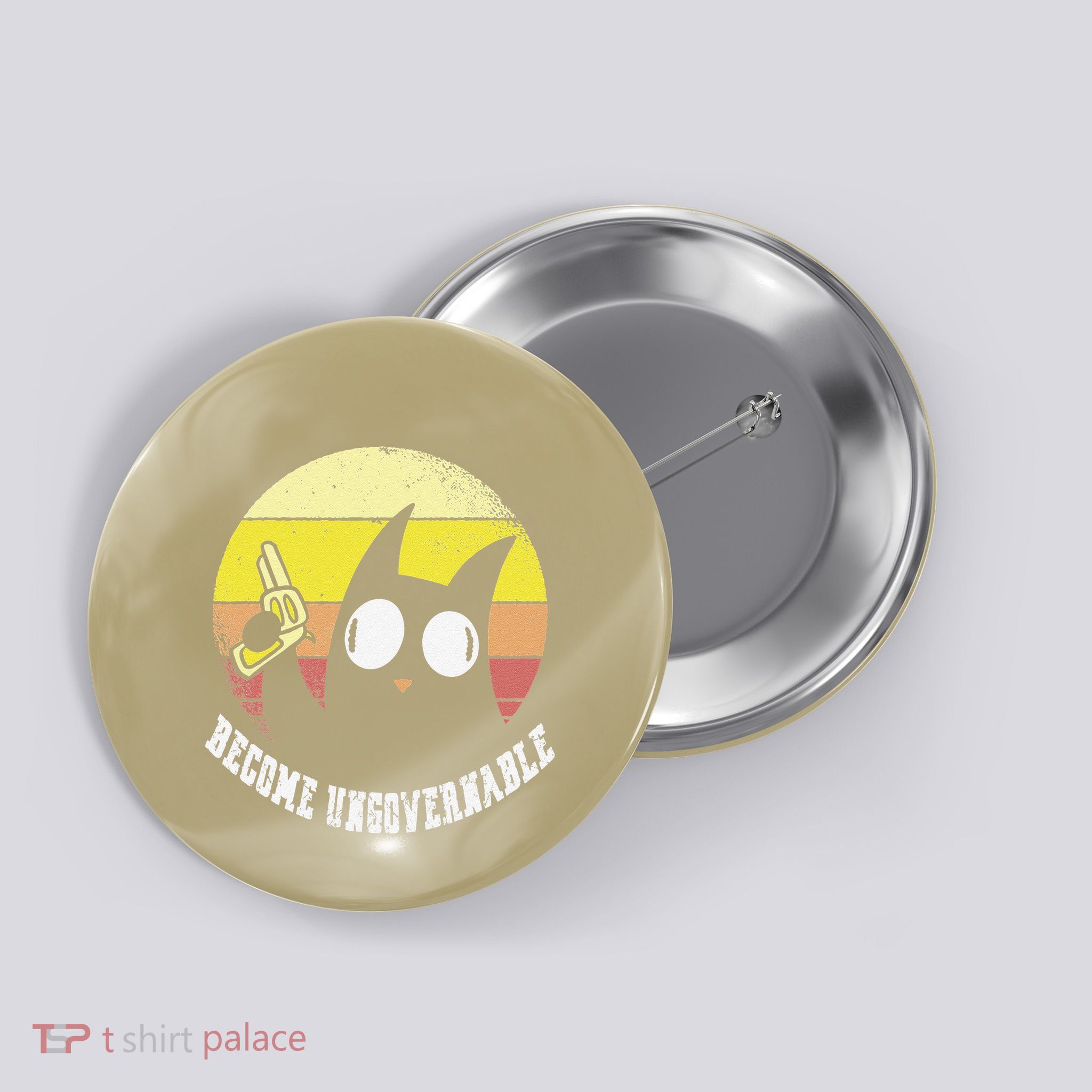 Funny Retro Black Cat Become Ungovernable Button