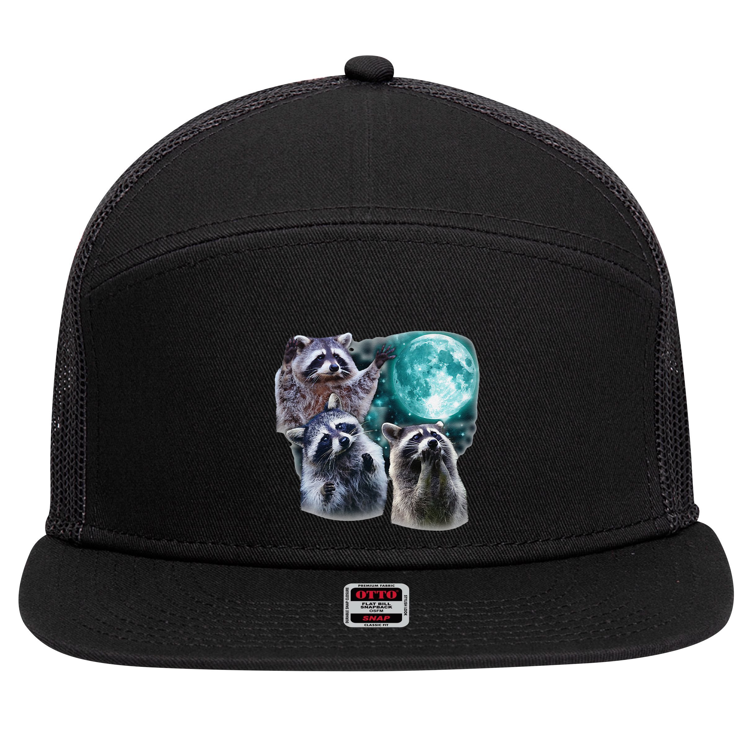 Funny Raccoon Boxer Trash Money We Gettin Rich 7 Panel Mesh Trucker Snapback Hat