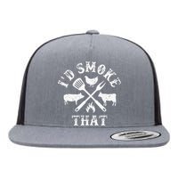 Funny Retro BBQ Party Smoker Chef Dad Gifts I'd Smoke That Flat Bill Trucker Hat