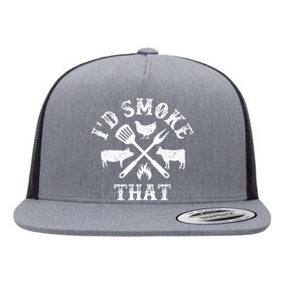 Funny Retro BBQ Party Smoker Chef Dad Gifts I'd Smoke That Flat Bill Trucker Hat