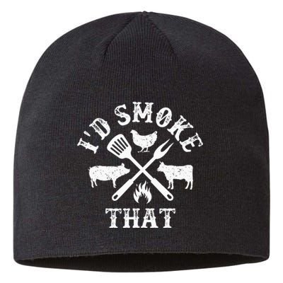 Funny Retro BBQ Party Smoker Chef Dad Gifts I'd Smoke That Sustainable Beanie