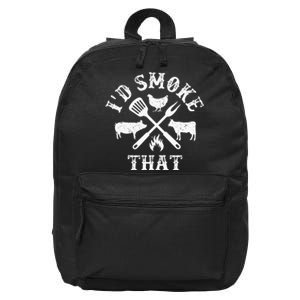 Funny Retro BBQ Party Smoker Chef Dad Gifts I'd Smoke That 16 in Basic Backpack