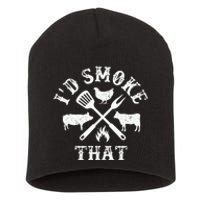 Funny Retro BBQ Party Smoker Chef Dad Gifts I'd Smoke That Short Acrylic Beanie