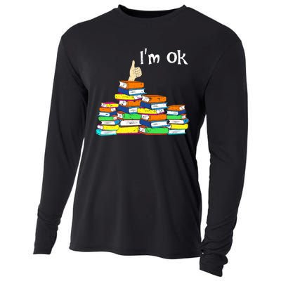 Funny Reading Book Lovers Im Ok National Book Lovers Day Cooling Performance Long Sleeve Crew