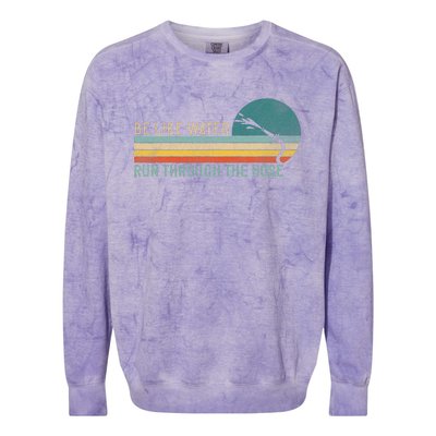 Funny Retro Be Like Water Run Through The Hose Colorblast Crewneck Sweatshirt