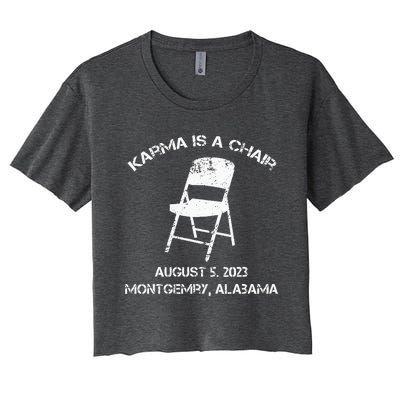 Funny Riverboat Brawl Montgomery Alabama Karma Is A Chair Women's Crop Top Tee