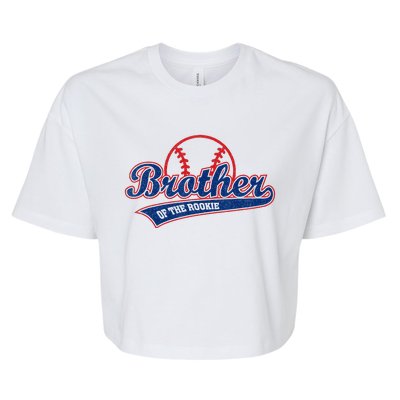 Funny Retro Baseball Brother Of The Rookie Bella+Canvas Jersey Crop Tee