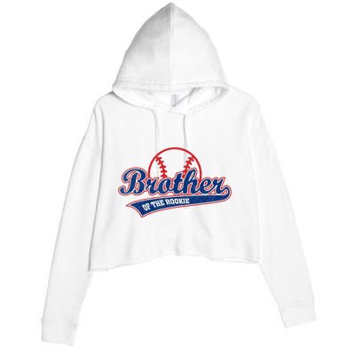 Funny Retro Baseball Brother Of The Rookie Crop Fleece Hoodie