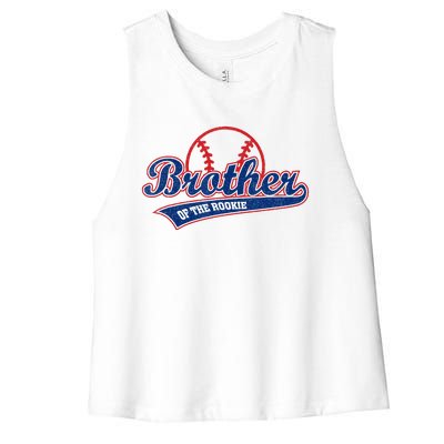 Funny Retro Baseball Brother Of The Rookie Women's Racerback Cropped Tank