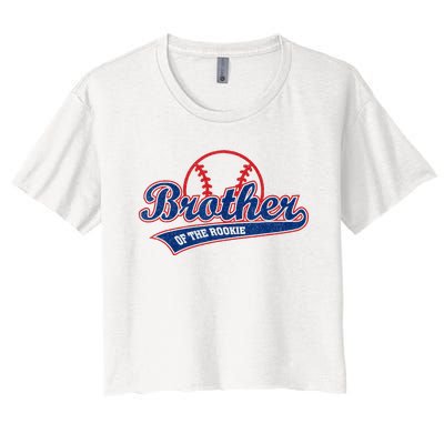 Funny Retro Baseball Brother Of The Rookie Women's Crop Top Tee