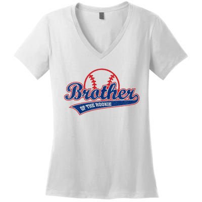 Funny Retro Baseball Brother Of The Rookie Women's V-Neck T-Shirt