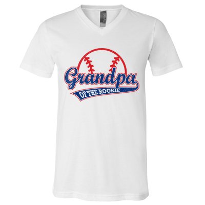 Funny Retro Baseball Grandpa Of The Rookie V-Neck T-Shirt