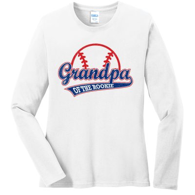 Funny Retro Baseball Grandpa Of The Rookie Ladies Long Sleeve Shirt