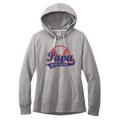 Funny Retro Baseball Papa Of The Rookie Women's Fleece Hoodie