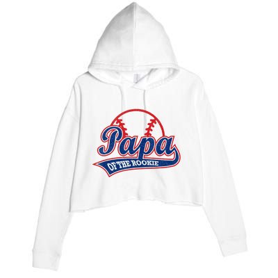 Funny Retro Baseball Papa Of The Rookie Crop Fleece Hoodie