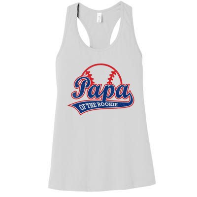 Funny Retro Baseball Papa Of The Rookie Women's Racerback Tank