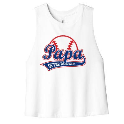 Funny Retro Baseball Papa Of The Rookie Women's Racerback Cropped Tank