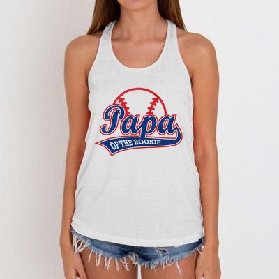 Funny Retro Baseball Papa Of The Rookie Women's Knotted Racerback Tank