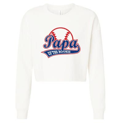 Funny Retro Baseball Papa Of The Rookie Cropped Pullover Crew