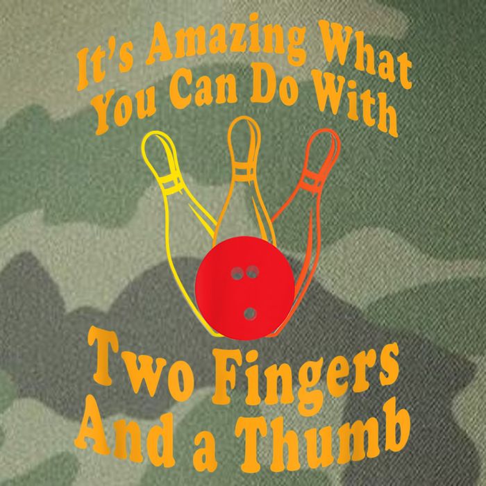 Funny Retro Bowling Ball Two Fingers And A Thumb Legacy Tie Dye Trucker Hat