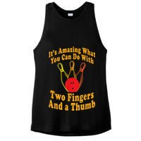 Funny Retro Bowling Ball Two Fingers And A Thumb Ladies PosiCharge Tri-Blend Wicking Tank