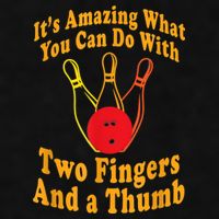 Funny Retro Bowling Ball Two Fingers And A Thumb Ladies PosiCharge Tri-Blend Wicking Tank