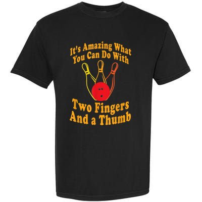 Funny Retro Bowling Ball Two Fingers And A Thumb Garment-Dyed Heavyweight T-Shirt