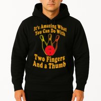 Funny Retro Bowling Ball Two Fingers And A Thumb Hoodie