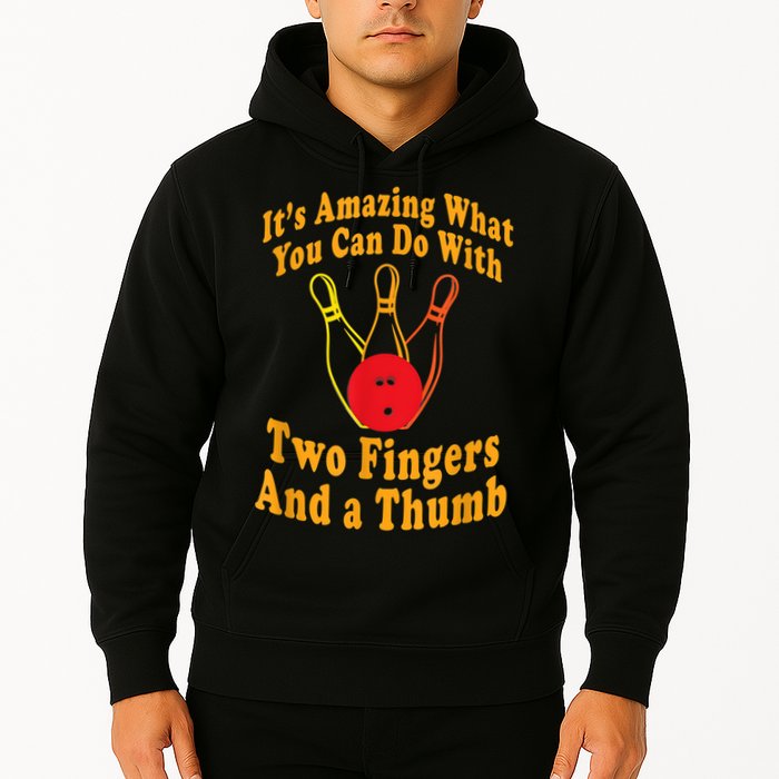 Funny Retro Bowling Ball Two Fingers And A Thumb Hoodie