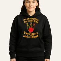 Funny Retro Bowling Ball Two Fingers And A Thumb Hoodie