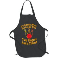 Funny Retro Bowling Ball Two Fingers And A Thumb Apron