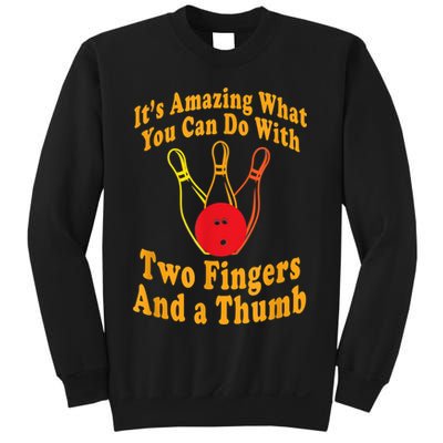 Funny Retro Bowling Ball Two Fingers And A Thumb Sweatshirt