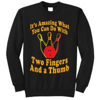Funny Retro Bowling Ball Two Fingers And A Thumb Sweatshirt