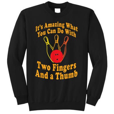 Funny Retro Bowling Ball Two Fingers And A Thumb Sweatshirt