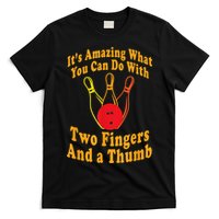 Funny Retro Bowling Ball Two Fingers And A Thumb T-Shirt