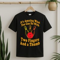 Funny Retro Bowling Ball Two Fingers And A Thumb T-Shirt