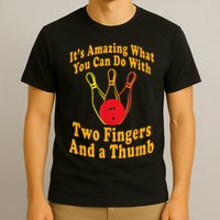Funny Retro Bowling Ball Two Fingers And A Thumb T-Shirt
