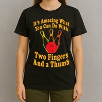 Funny Retro Bowling Ball Two Fingers And A Thumb T-Shirt
