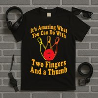Funny Retro Bowling Ball Two Fingers And A Thumb T-Shirt