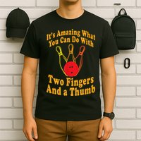 Funny Retro Bowling Ball Two Fingers And A Thumb T-Shirt