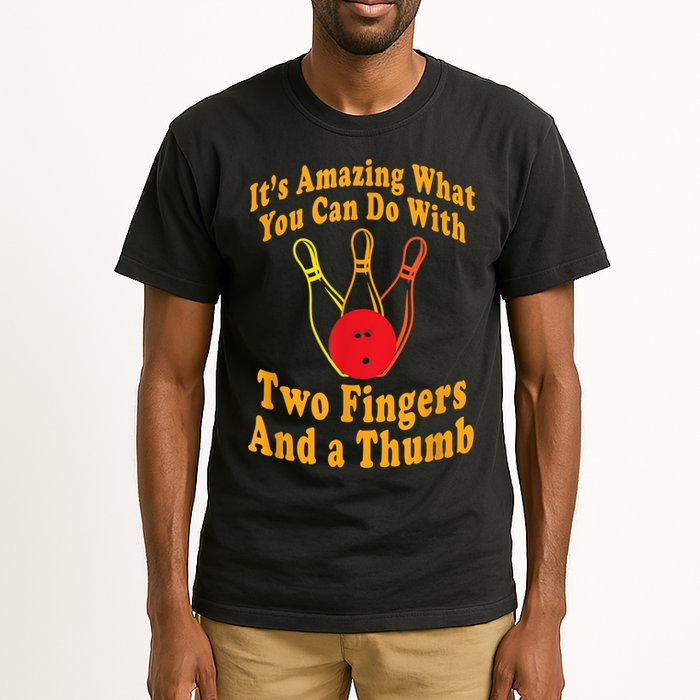 Funny Retro Bowling Ball Two Fingers And A Thumb Tall T-Shirt