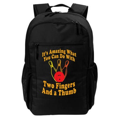 Funny Retro Bowling Ball Two Fingers And A Thumb Backpack