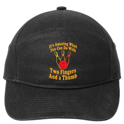 Funny Retro Bowling Ball Two Fingers And A Thumb 7-Panel Snapback Hat