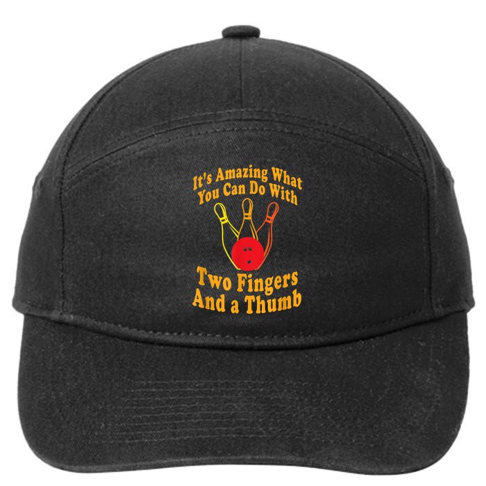 Funny Retro Bowling Ball Two Fingers And A Thumb 7-Panel Snapback Hat