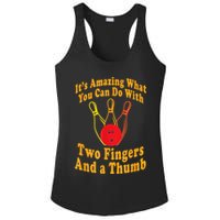 Funny Retro Bowling Ball Two Fingers And A Thumb Ladies PosiCharge Competitor Racerback Tank