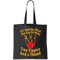Funny Retro Bowling Ball Two Fingers And A Thumb Bag