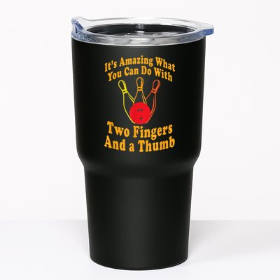 Funny Retro Bowling Ball Two Fingers And A Thumb Tumbler